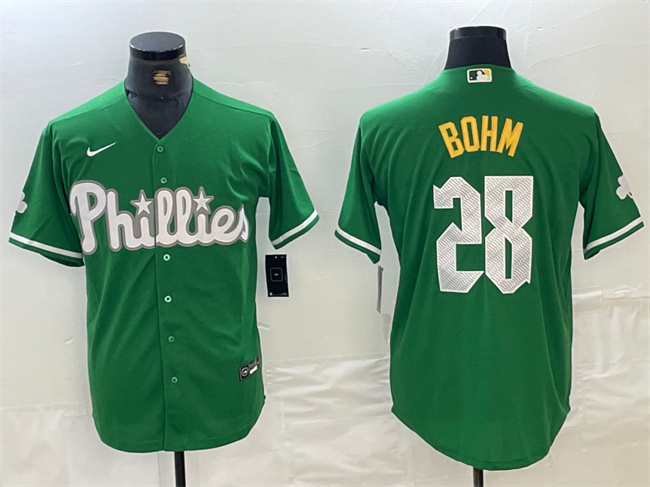 Men's Philadelphia Phillies #28 Alec Bohm Green 2024 City Connect Stitched Jersey